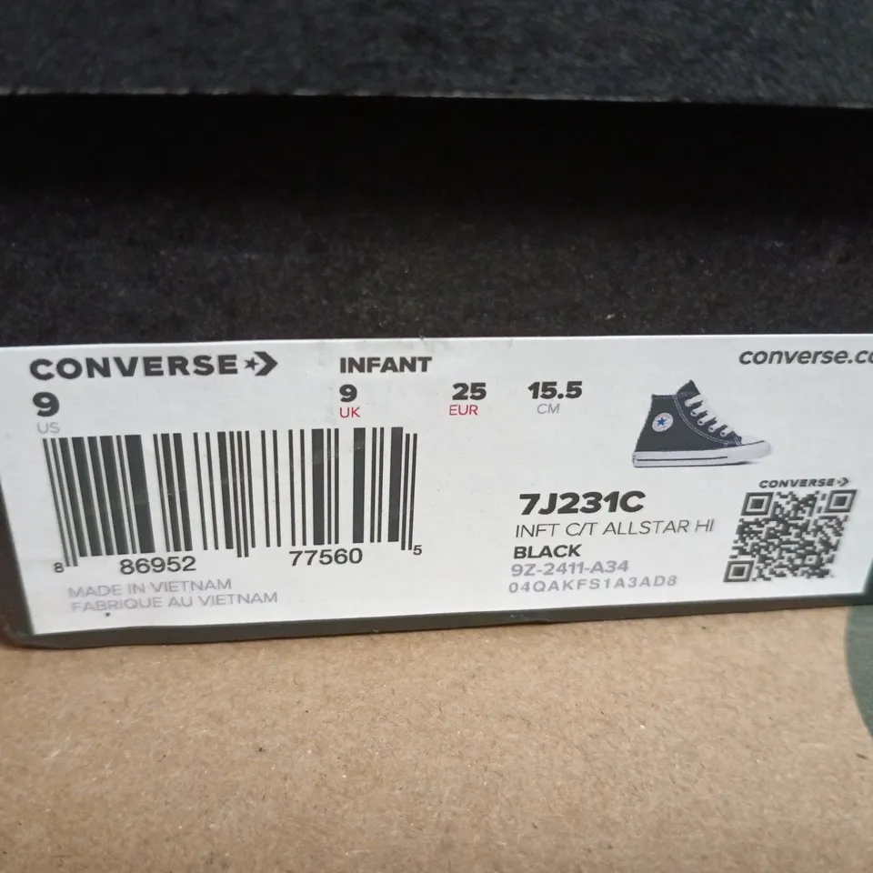 CONVERSE INFANT ALL STAR HI TRAINERS - BLACK, UK 9 INFANT
