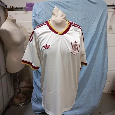 ADIDAS SPAIN NATIONAL TEAM JERSEY – WHITE WITH RED & GOLD TRIM (M)
