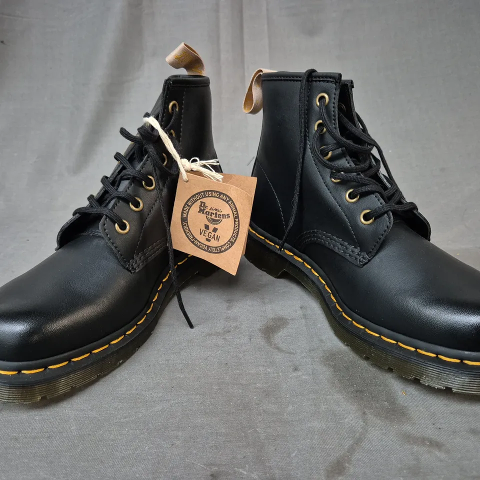 BOXED PAIR OF DR MARTENS VEGAN 101 ANKLE BOOTS IN BLACK UK SIZE 5