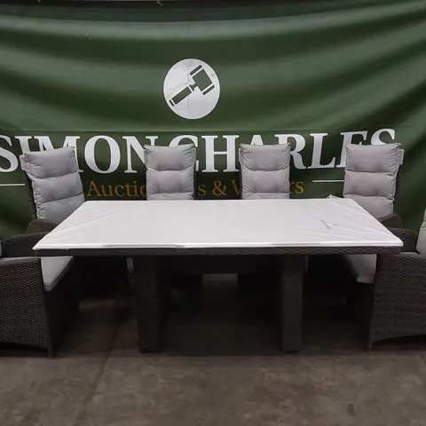 BRAND NEW MANHATTAN DINING TABLE & 6 X RECLINER CHAIRS IN GREY