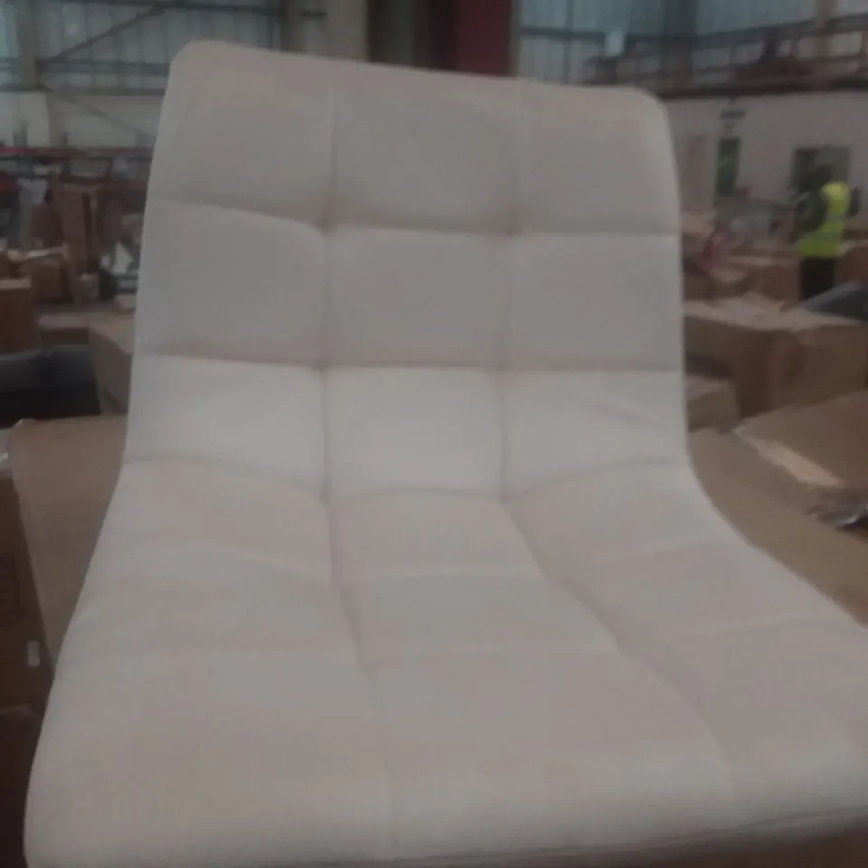 BOXED PAIR OF BEIGE VELVET BARSTOOLS