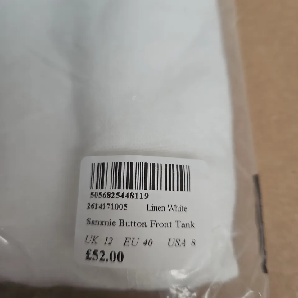 NOBODY'S CHILD SAMMIE BUTTON FRONT TANK – LINEN WHITE, UK 12 (EU 40; US 8)