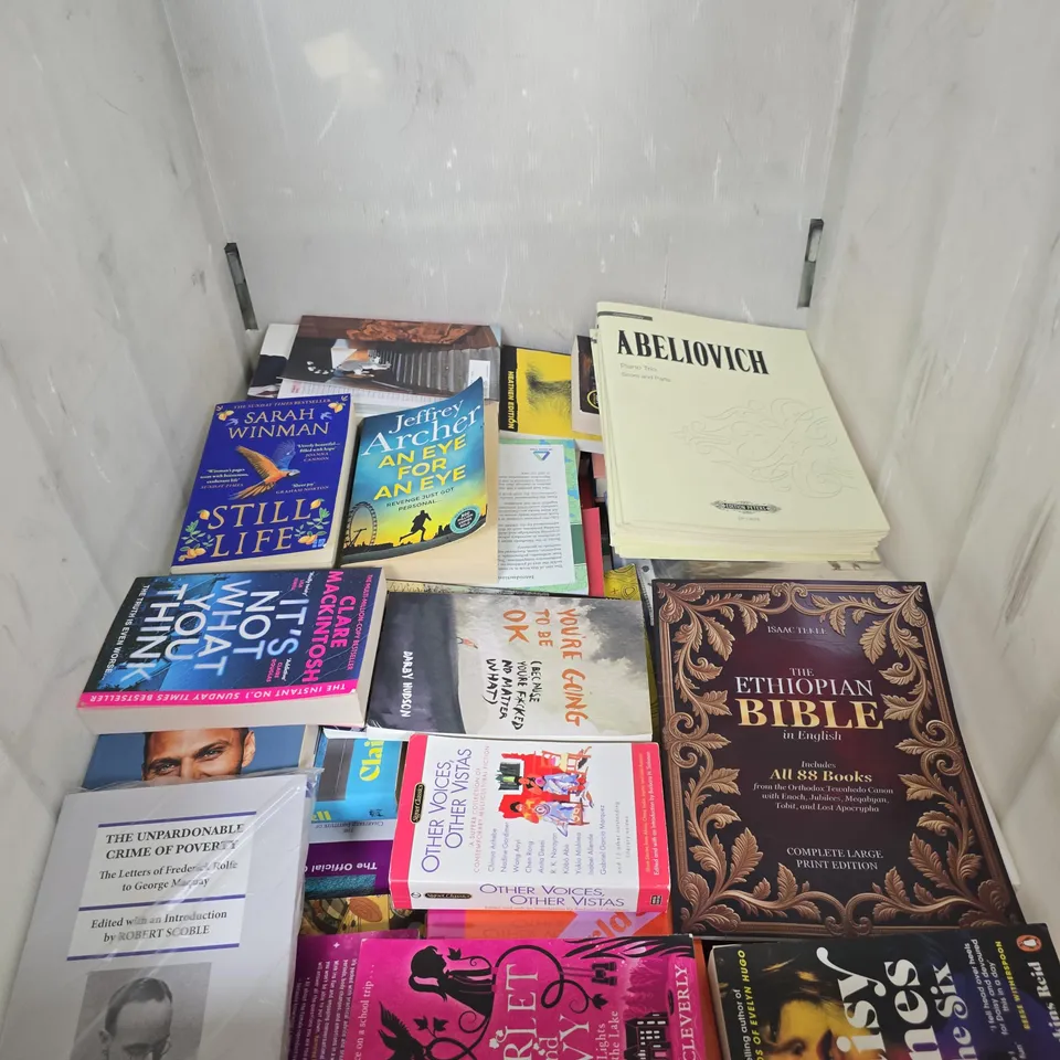 CAGE OF LARGE QUANTITY OF ASSORTED BOOKS INCLUDING MUCH MORE VEG , HEROES , THE RUGBY COMPANION AND ART THERAPY FOR GROUPS