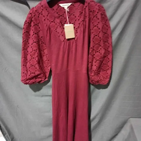 BODEN BURGUNDY LACE DRESS, UK 14R (US 10R) – WOMEN'S