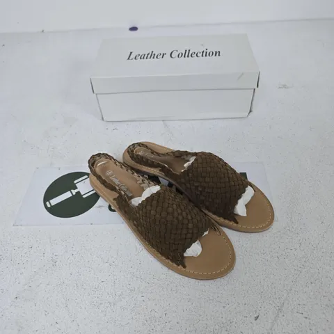 LEATHER COLLECTION BROWN WOVEN SANDALS – UK SIZE 8