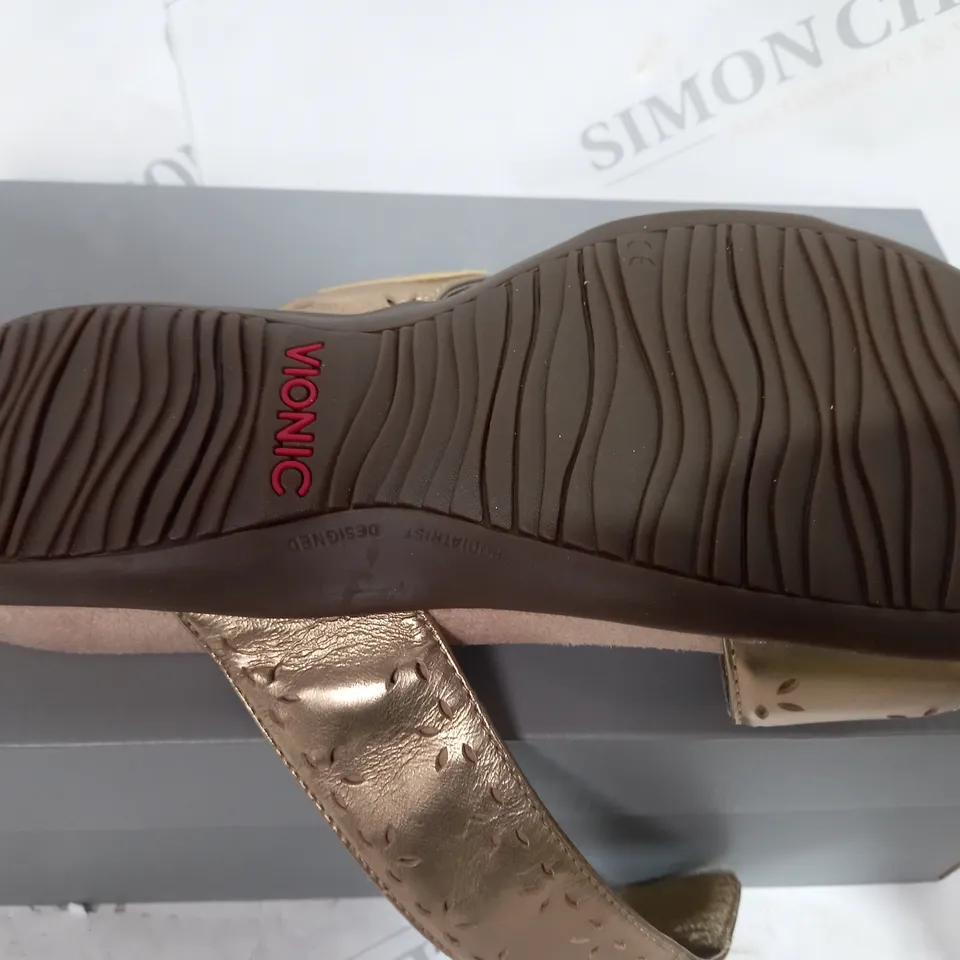 BOXED VIONIC BLACK REST SANDALS IN BRONZE - WOMENS 6