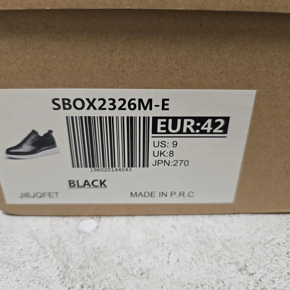 BRUNO MARC LEATHER SNEAKER – BLACK, UK 8 (EU 42) – BOXED