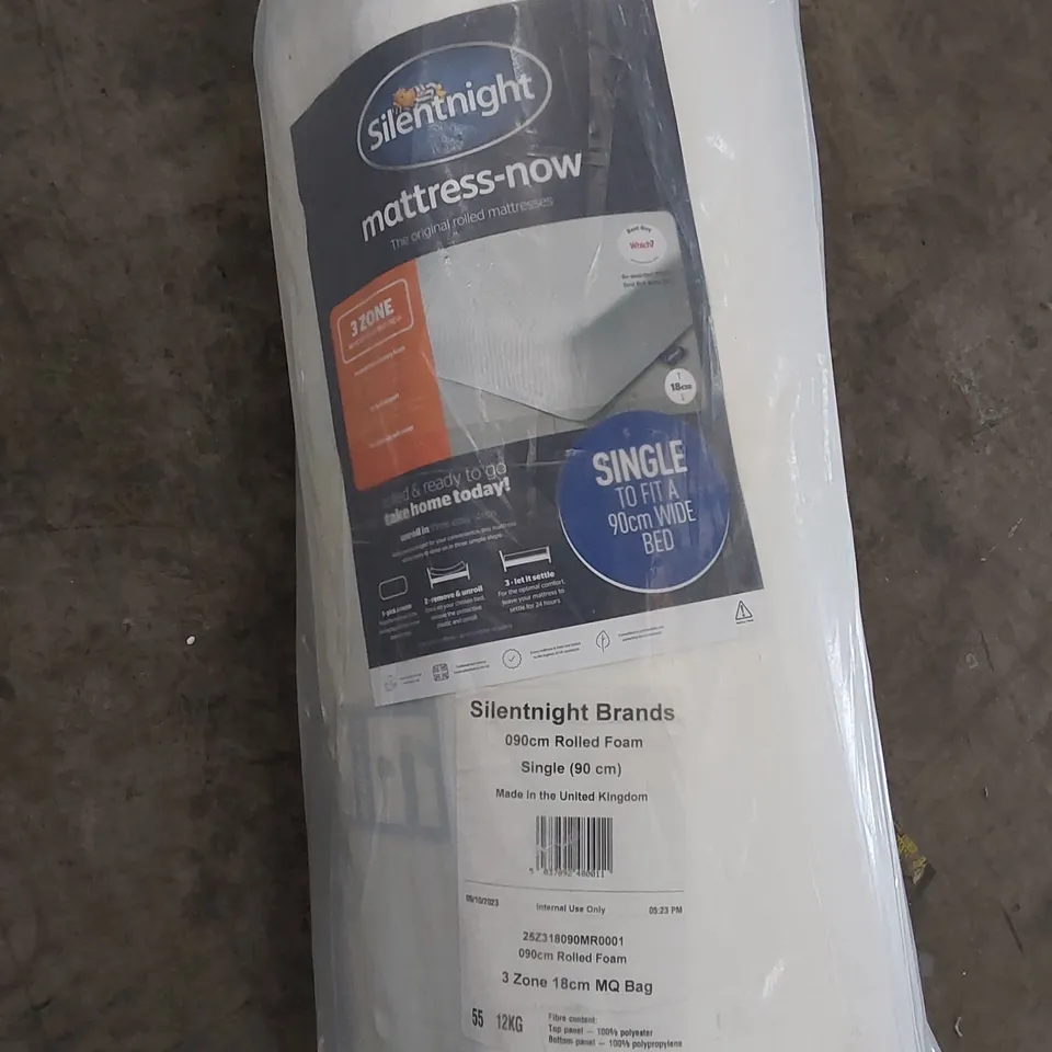 QUALITY BAGGED SILENTNIGHT ROLLED FOAM 90CM SINGLE MATTRESS