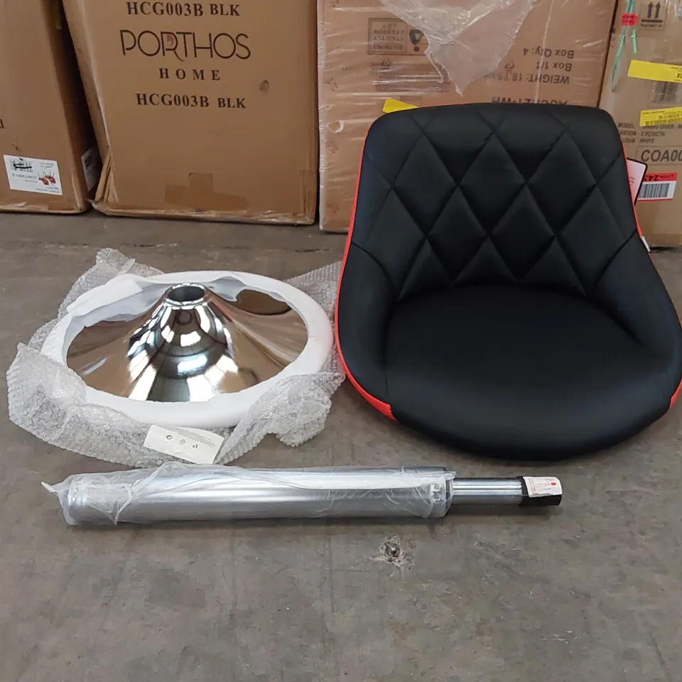 BOXED RED AND BLACK FAUX LEATHER BAR STOOL (1 BOX)