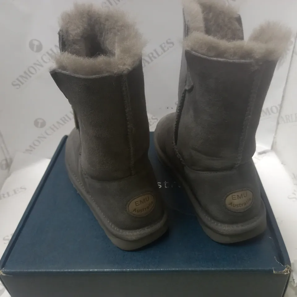 BOXED ANKAA CHARCOAL WATER RESISTANT BOOTS - SIZE 6