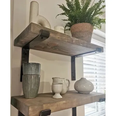 BOXED ISULF 2 PIECE SOLID WOOD BRACKET SHELF