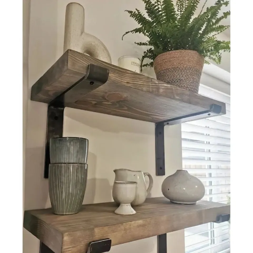 BOXED ISULF 2 PIECE SOLID WOOD BRACKET SHELF