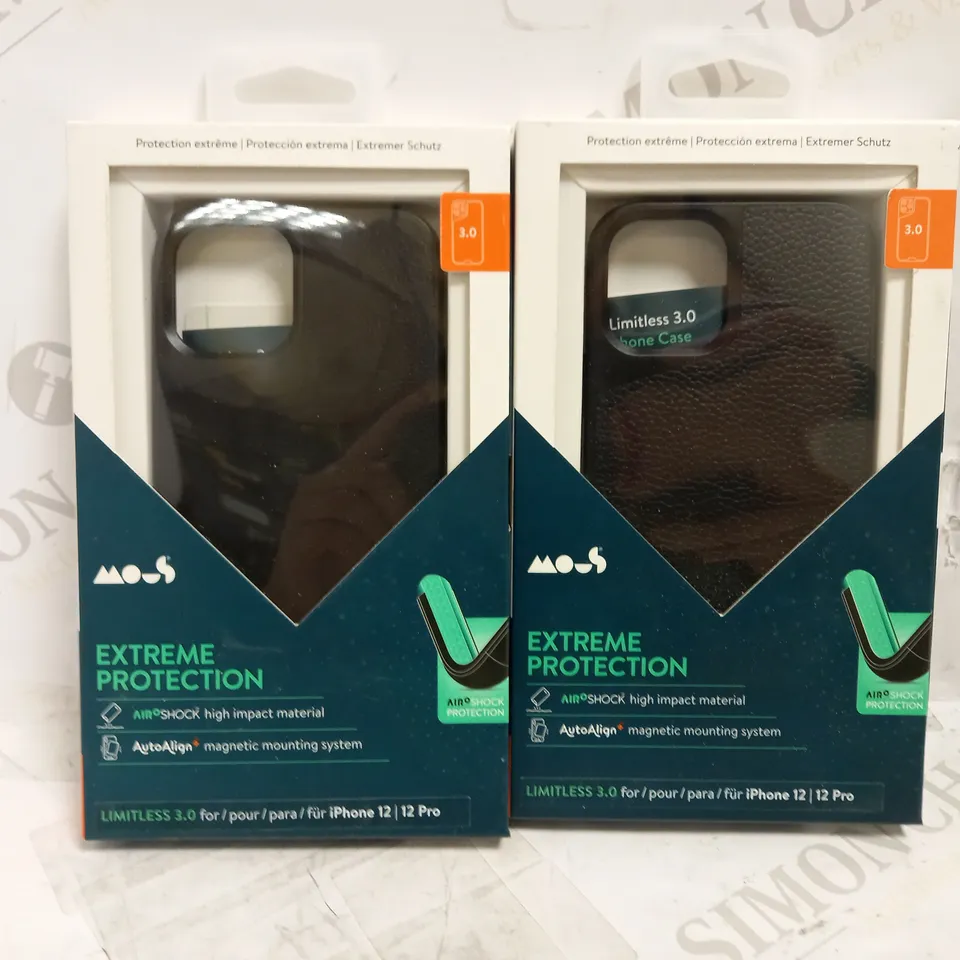 LOT OF 2 MOUS LIMITLESS 3.0 BLACK LEATHER PHONE CASES FOR IPHONE 12/12 PRO