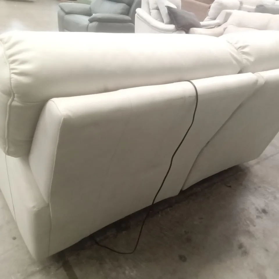 DESIGNER G PLAN MADE STRATFORD 2 SEATER ELECTRIC RECLINER DBL SOFA - REGENT CHALK LEATHER 