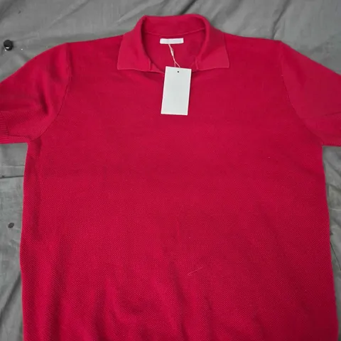 Zara Red Knit Polo Top β Size L (EU 42)