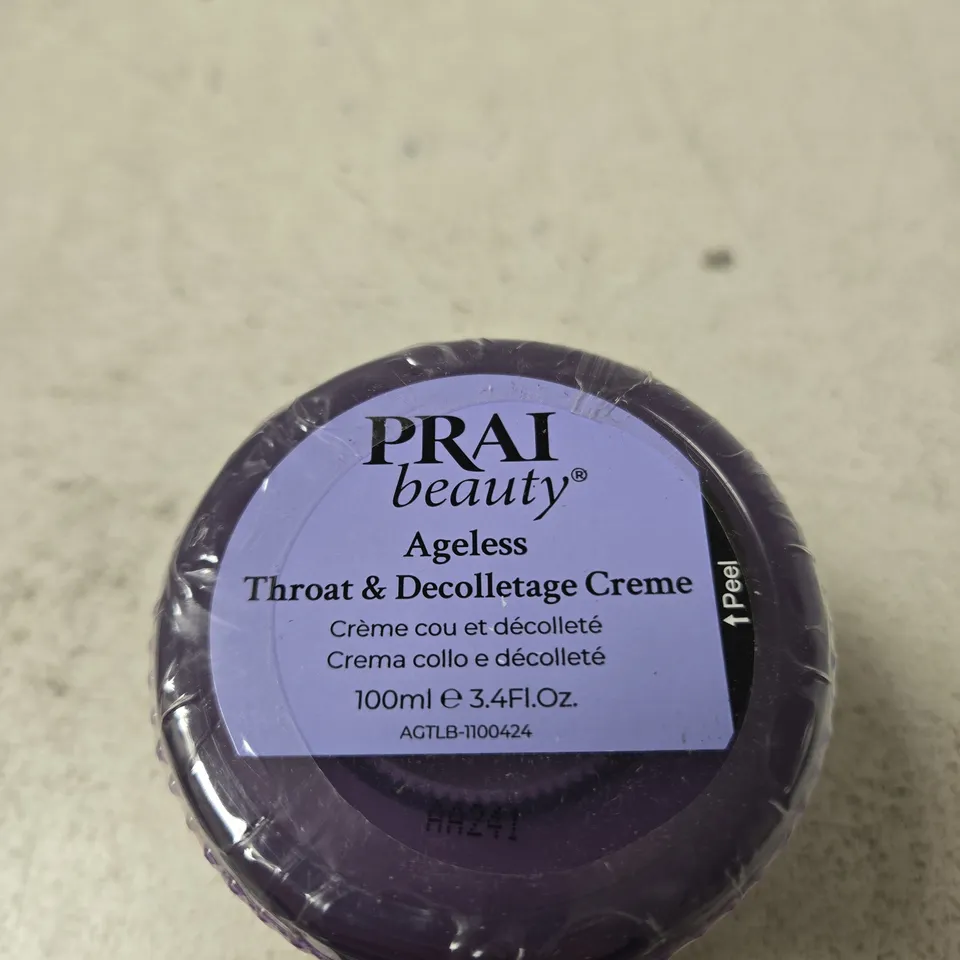 PRAI BEAUTY AGELESS THROAT & DÉCOLLETAGE CREME 100ML + PURPLE BEADED TRINKET JAR (DECORATIVE CONTAINER)