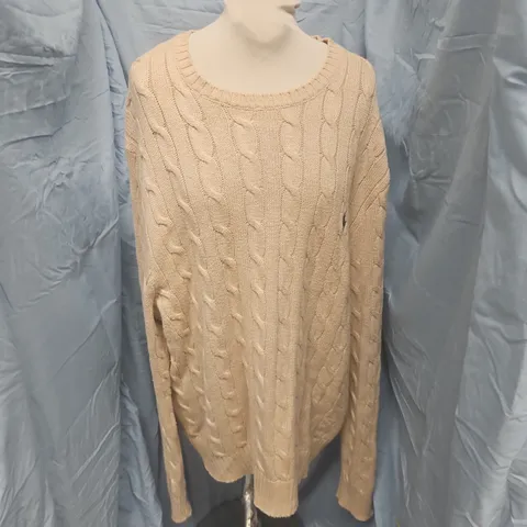 POLO RALPH LAUREN BEIGE CABLE-KNIT SWEATER – UK XL (US XL)