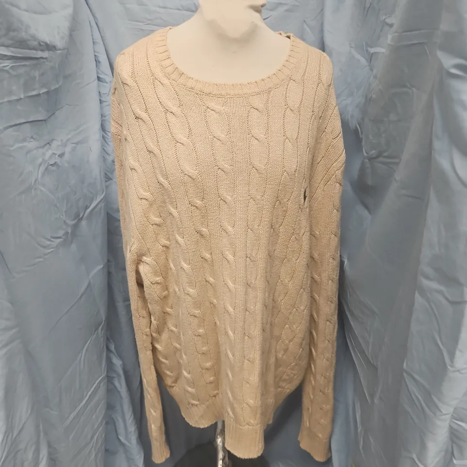 POLO RALPH LAUREN BEIGE CABLE-KNIT SWEATER – UK XL (US XL)