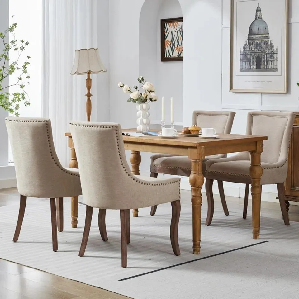 BOXED OXFORD SET OF 6 PLUSH COMFORT UPHOLSTERED DINING CHAIRS (SET OF 6, 3 BOXES)