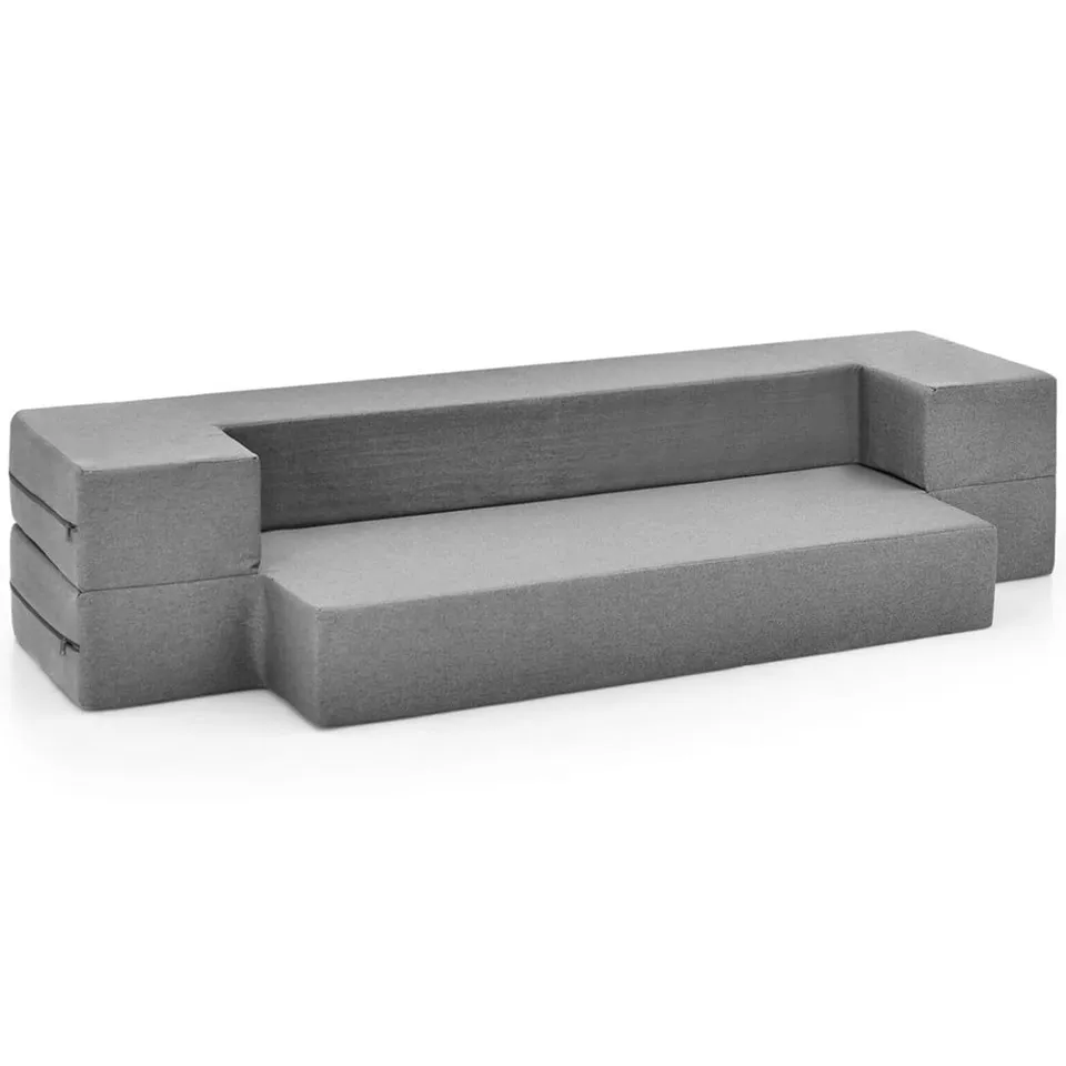 BOXED COSTWAY 3 SEATER GREY CONVERTIBLE SOFA BED