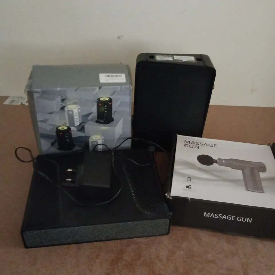 APPROXIMATELY 15 ASSORTED ELECTRICAL ITEMS TO INCLUDE MASSAGE GUN, ROUTERS, EXTENSION LEAD BLOCK, ETC - COLLECTION ONLY