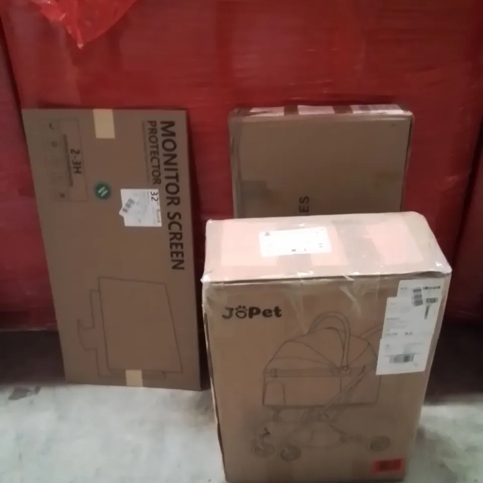 PALLET OF ASSORTED HOUSEHOLD GOODS AND PRODUCTS TO INCLUDE;BABY CHANGER TABLE,PRAM,MONITOR SCREEN PROTECTOR