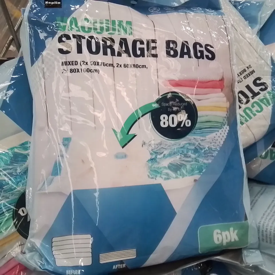 CAGE CONTAINING A LARGE QUANTITY OF VACUUM STORAGE BAGS