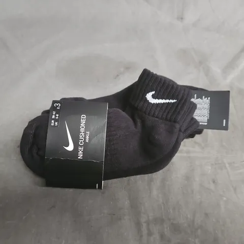 NIKE CUSHIONED ANKLE SOCKS – BLACK - X3