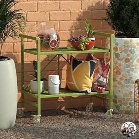 BOXED COSCO CLEO FOLDING SERVING CART IN/OUT KIWI GREEN