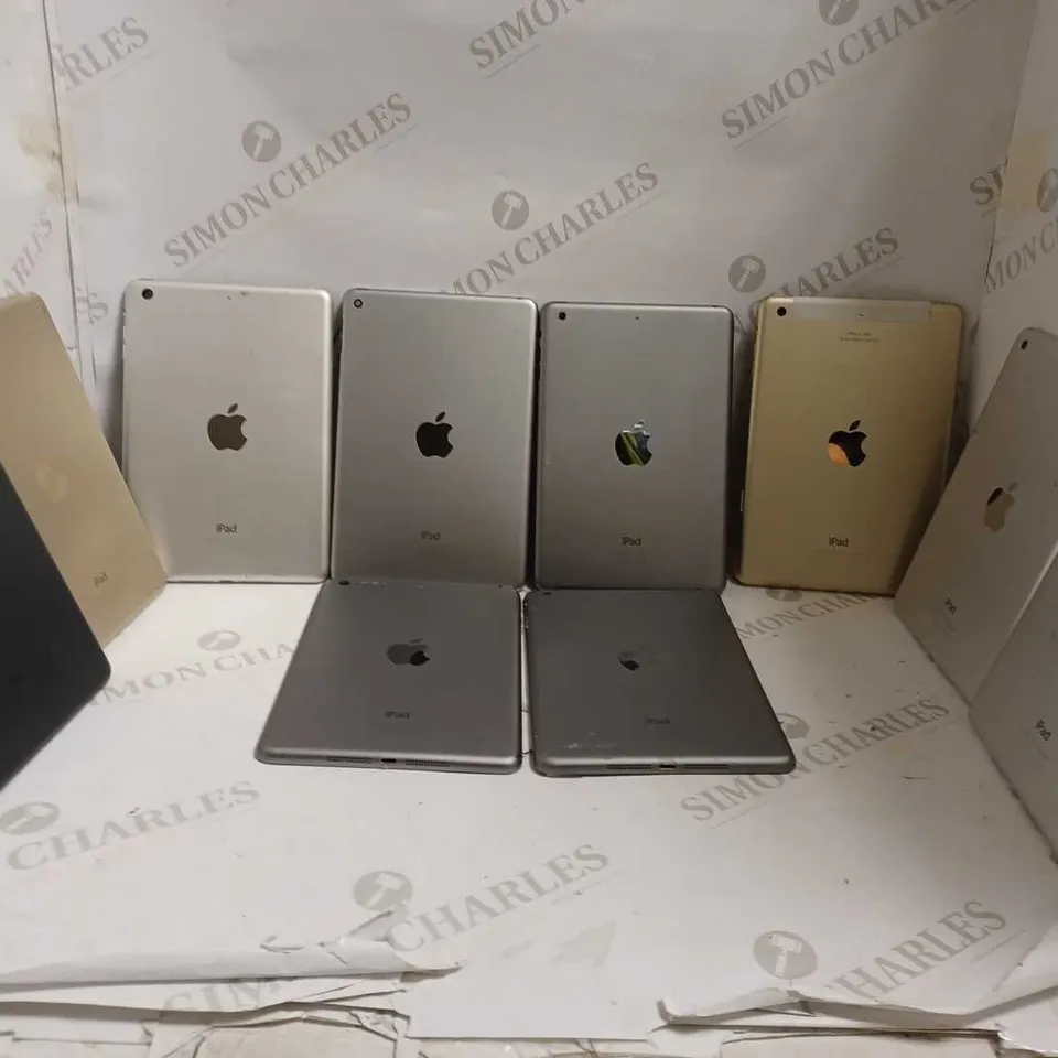 LOT OF 10 APPLE IPAD HARD SHELL CASES FOR VARYING MODELS TO INCLUDE A1489, A1599, A1432, ETC