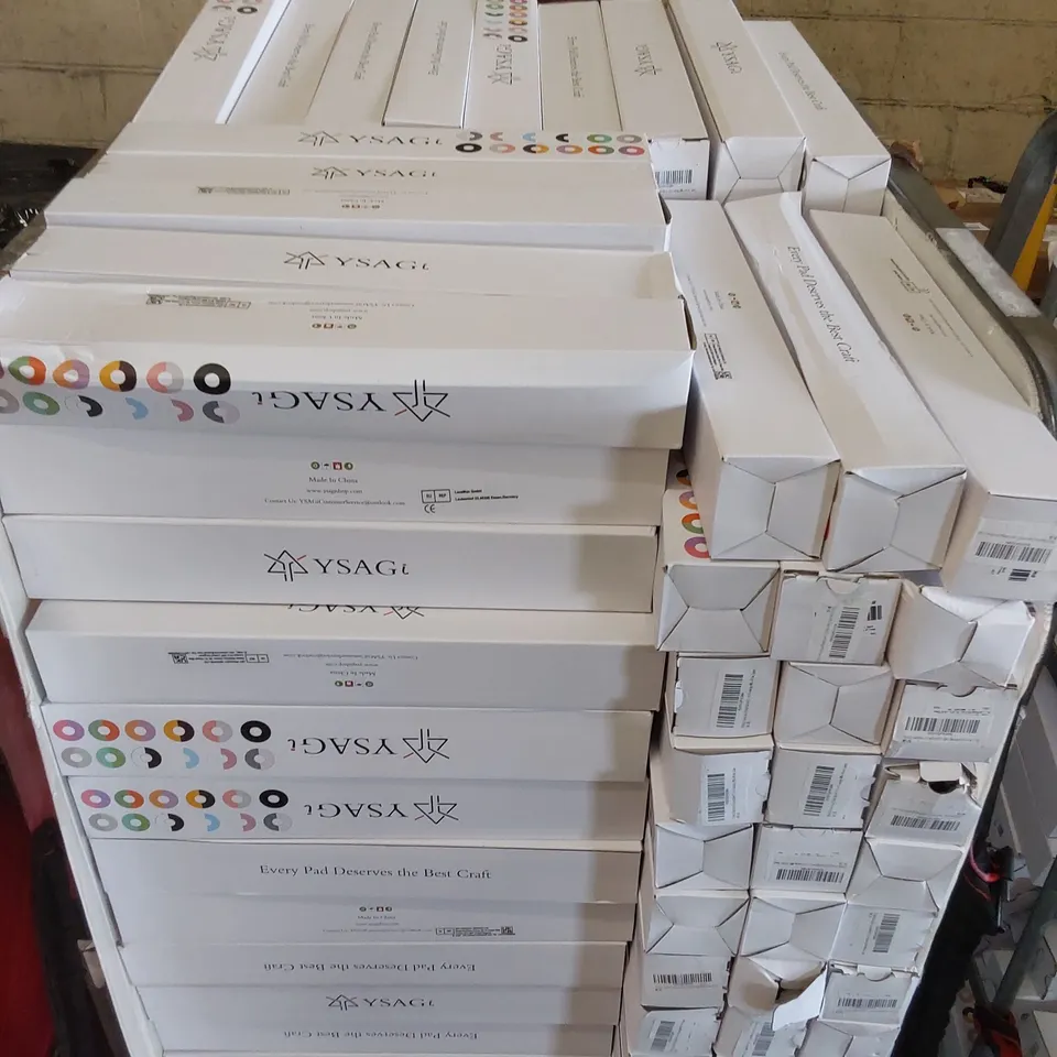 CAGE TO CONTAIN A LARGE ASSORTMENT OF BOXED YSAGI COMPUTER DESK PADS/MOUSE PADS - COLOURS MAY VARY (CAGE NOT INCLUDED)