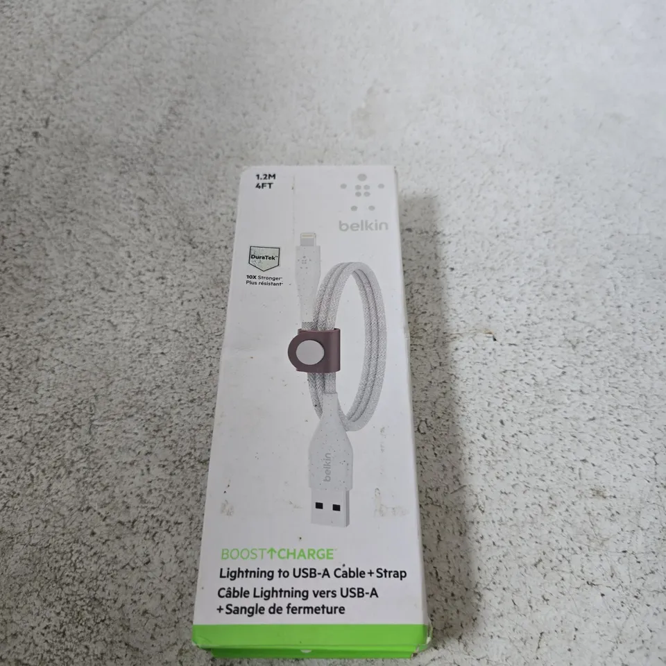 BOX OF APPROXIMATELY 20 ASSORTED ITEMS INCLUDING EPSON PRINT CARTRIDGE , ORB HEADSET AND BELKIN LIGHTNING CHARGER