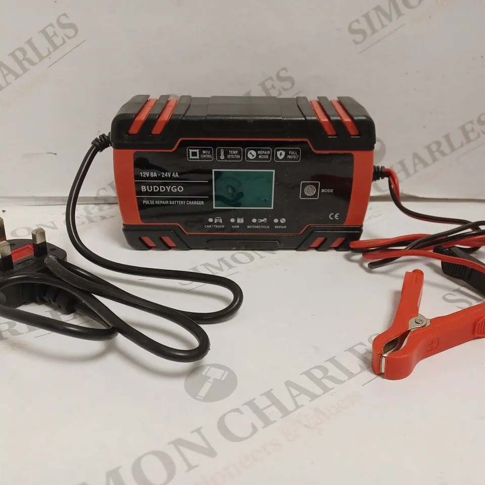 BOXED BUDDYGO PULSE REPAIR BATTERY CHARGER. 