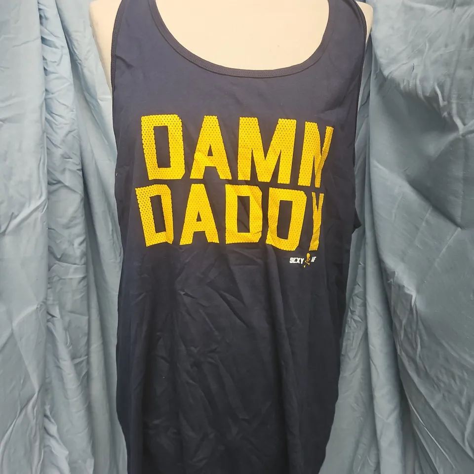 AJAXX63 TANK TOP – DAMN DADDY! BLACK SLEEVELESS T‑SHIRT, XL