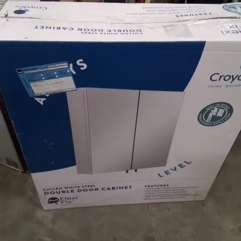 BOXED CROYDEX CULLEN WHITE STEEL DOUBLE DOOR CABINET 