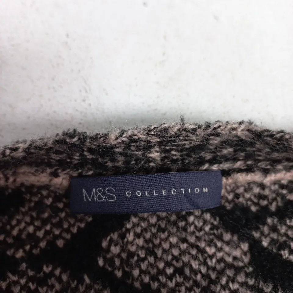 M&S COLLECTION KNITTED CARDIGAN – LEOPARD PRINT, PINK & BLACK, UK SMALL (S)