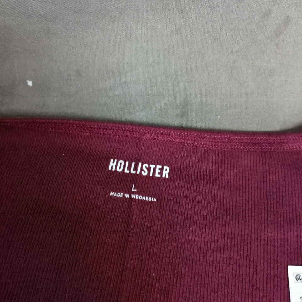 HOLLISTER WOMEN'S KNIT TOP – BURGUNDY, SIZE L
