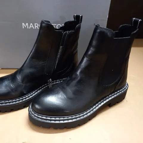 BOXED PAIR OF MARCO TOZZI BLACK LEATHER BOOTS - 37