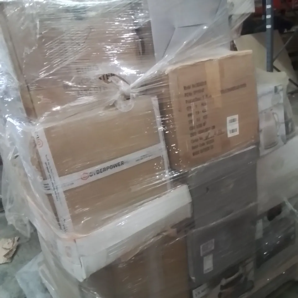 Pallet containing various electrical items and household products to include:7l kettle,2000w radiator,2000w stove heater