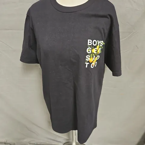 BOYS GET SAD TOO LEMON PRINT TSHIRT IN BLACK SIZE M