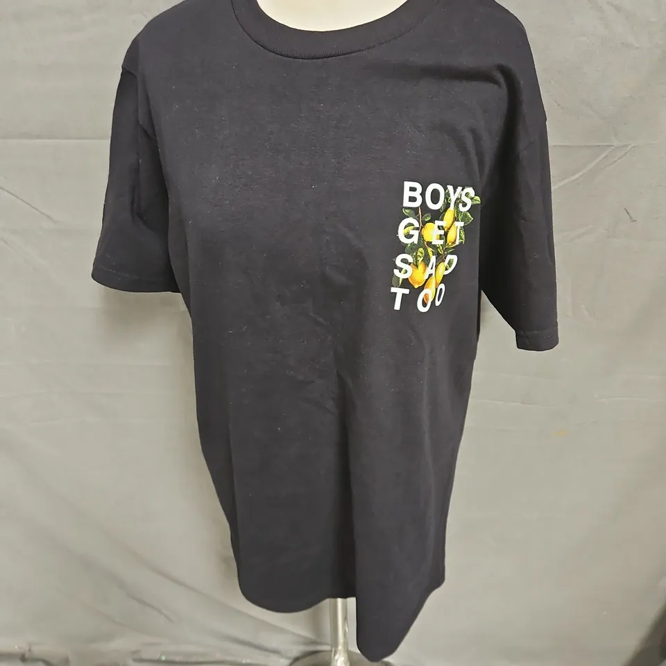 BOYS GET SAD TOO LEMON PRINT TSHIRT IN BLACK SIZE M