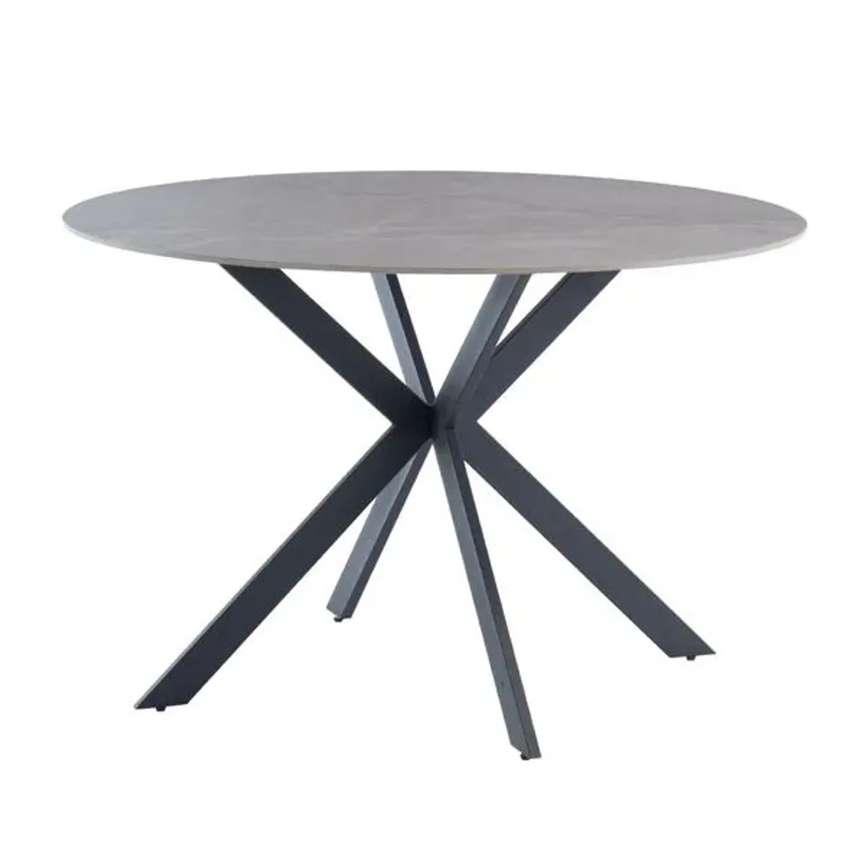 BOXED TALIA 4 SEATER ROUND 4 SEATER DINING TABLE, SINTERED STONE - GREY (2 BOXES)