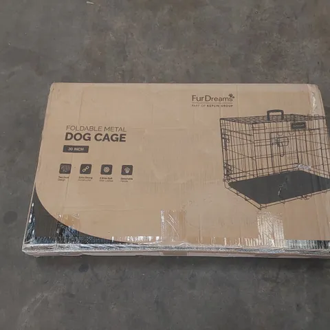 BOXED FURDREAMS 30" FOLDING METAL DOG CAGE