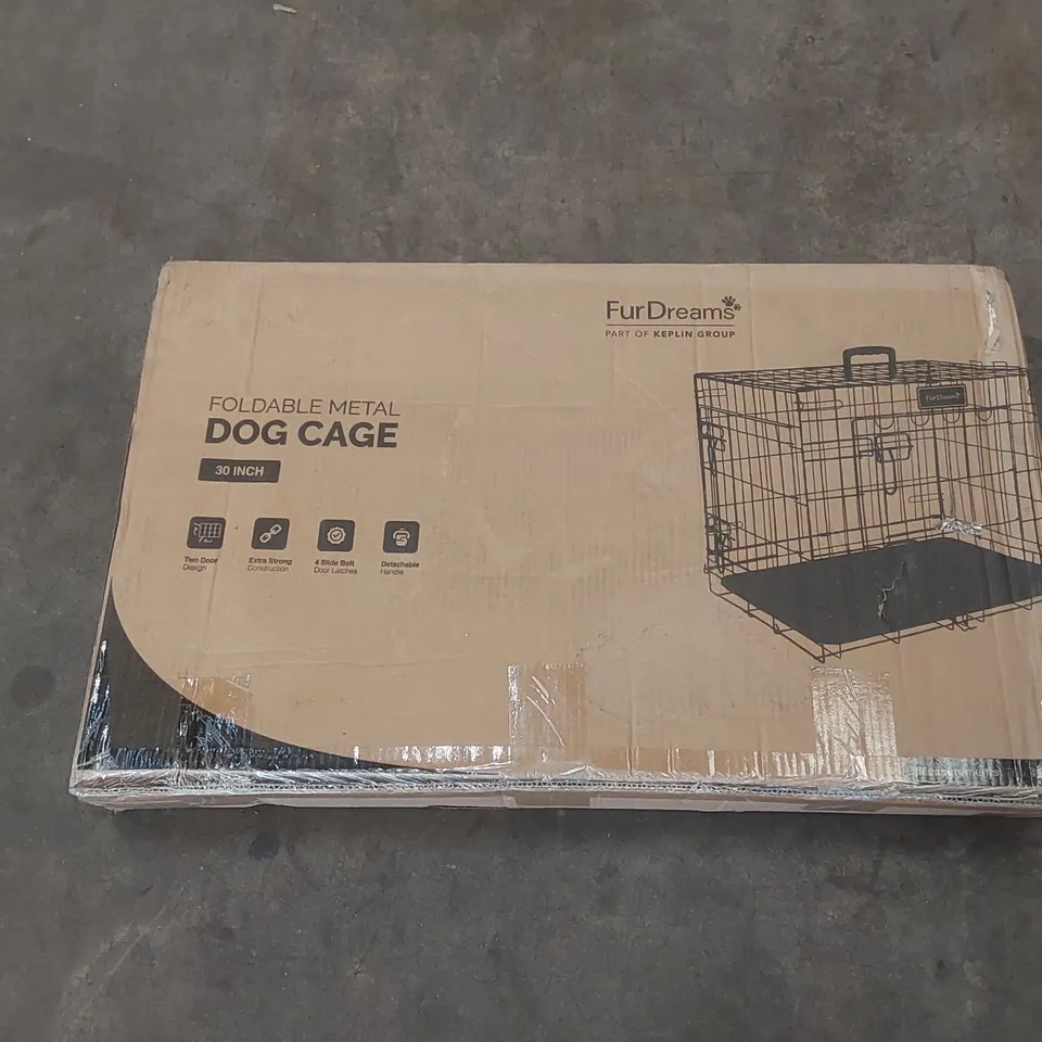 BOXED FURDREAMS 30" FOLDING METAL DOG CAGE