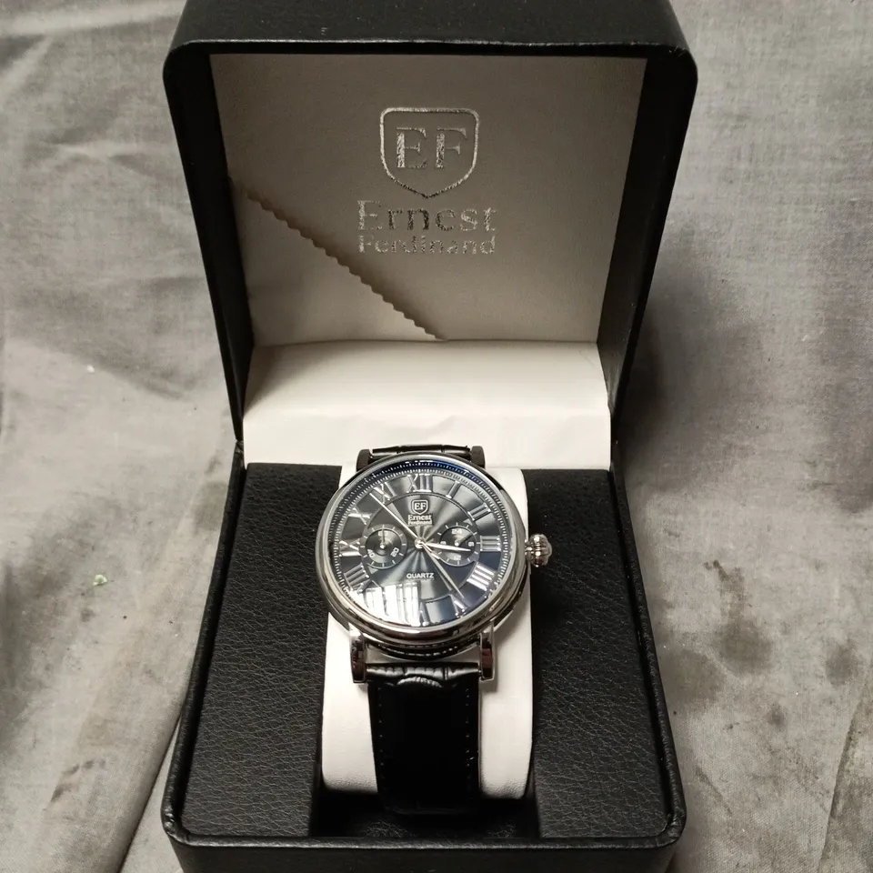 ERNEST FERDINAND WATCH – CHRONOGRAPH DIAL – LEATHER STRAP – 3ATM WATER RESISTANT - GIFT BOX