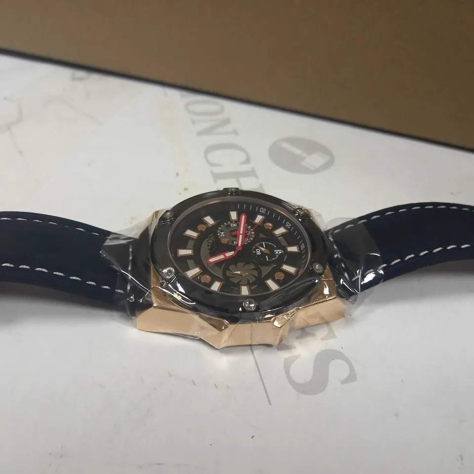LATOR CALIBRE BLACK DIAL LEATHER STRAP WRISTWATCH RRP £635