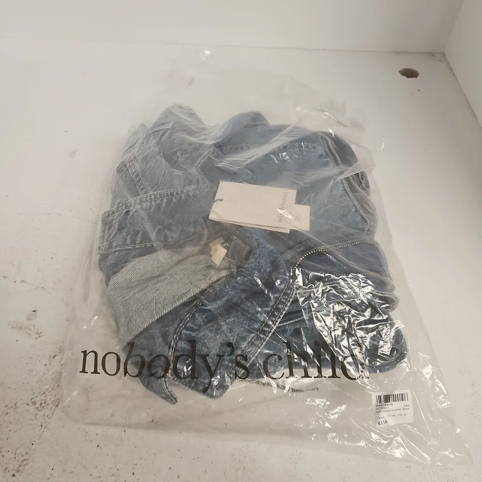 NOBODY'S CHILD MYLO'S DENIM JUMPSUIT - SHORT, UK 6S 