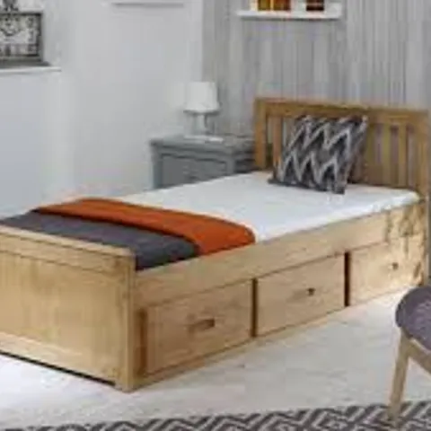 BOXED MISSION BED FRAME, 3'0, HEADBOARD/FOOTBOARD/SLATS/SIDE RAILS - WAXED // SIZE: SINGLE (2 BOXES)