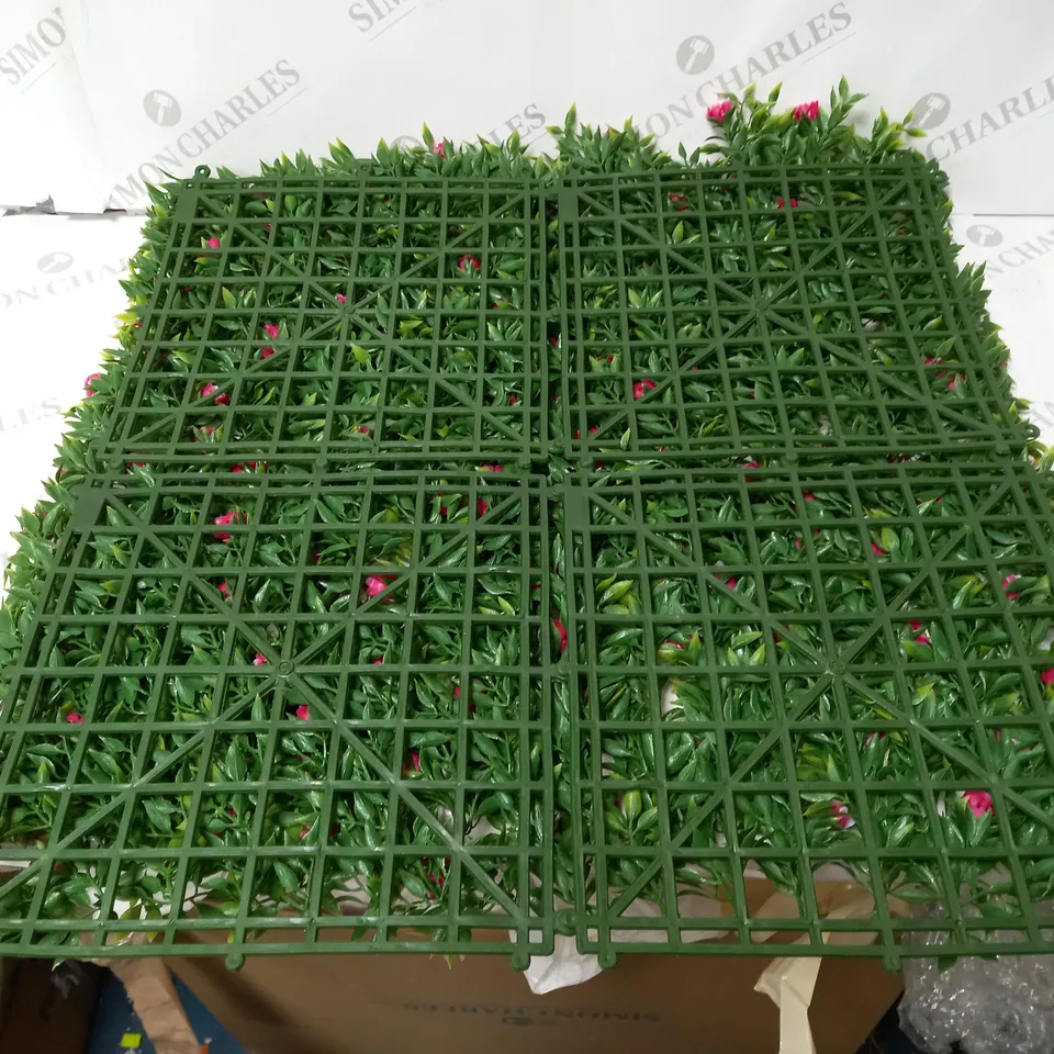 8 x GARDEN FAUX FOLIAGE PANELS, EACH PANEL 50CM x 50CM PLUS 32 CABLE TIES