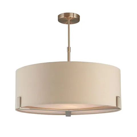 BOXED HAYFIELD 3 LIGHT PENDANT SATIN NICKEL PLATE & GREY FABRIC